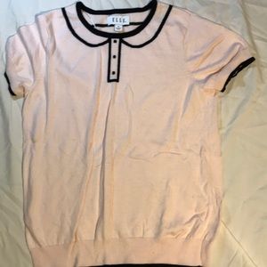 Cute pink blouse with a Peter Pan collar design